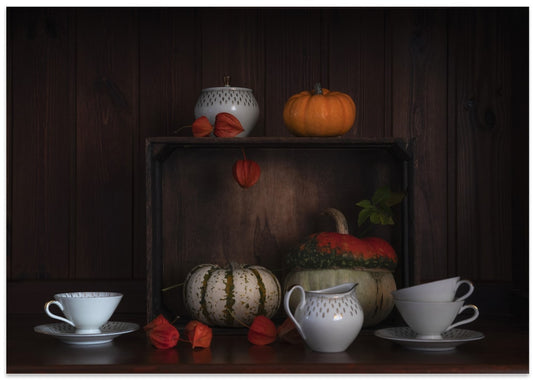 Autumn Gourds and Teacups