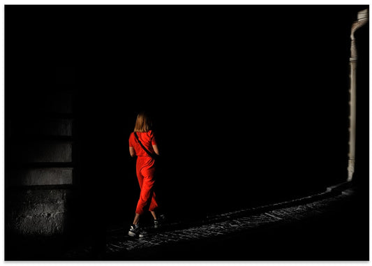 Red Figure in Shadow