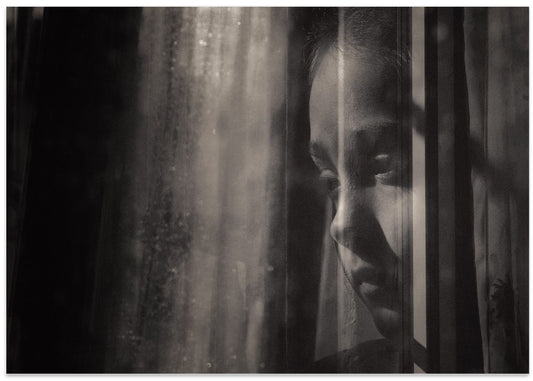 Pensive Face Rain Window