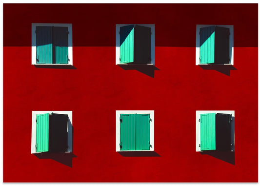 Green Shutters Red Wall