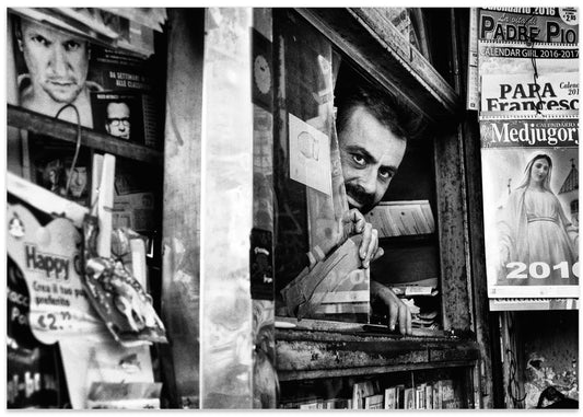 Curious Man Peeking Out
