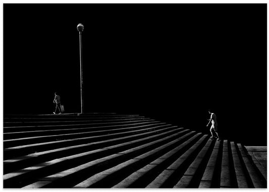 Figures on Shadowed Stairs
