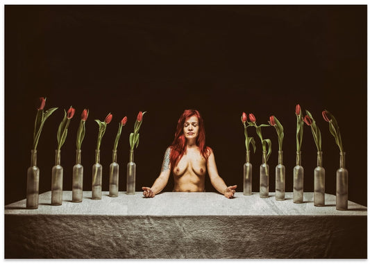 Serene Nude with Tulips