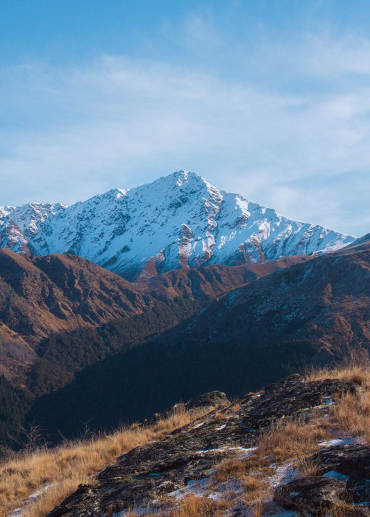 Snowy Summit Above Golden Grass Ridge