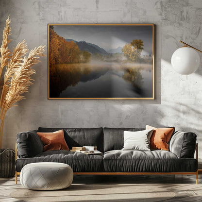 Misty Autumn Lake Reflections