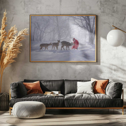 Winter Child and Deer
