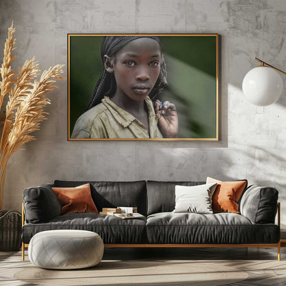 Pensive African Girl Portrait