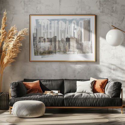 Distressed Chicago Skyline