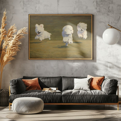 Three Dogs Running