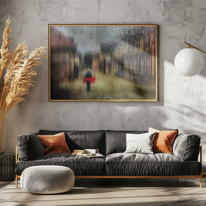 Red Coat Rainy Path