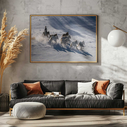 Galloping Horses in Snow