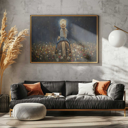Moonlit Cowgirl In Flowers