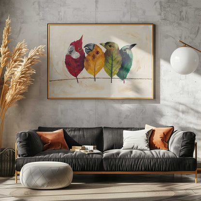 Whimsical Leaf Birds