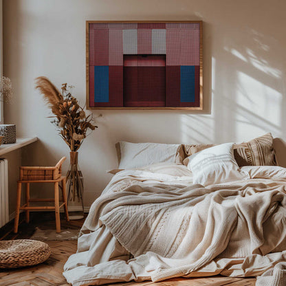 Geometric Red Blue Facade
