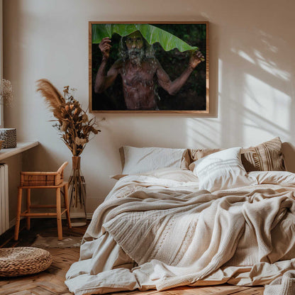 Jungle Man Under Leaf