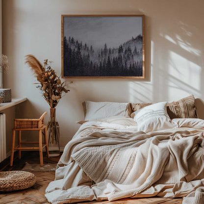Misty Forest Landscape – Original Watercolor Painting on Textured Paper by Marina Kozyr