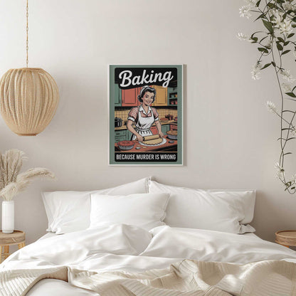 Cheerful Woman Baking in a Retro Kitchen