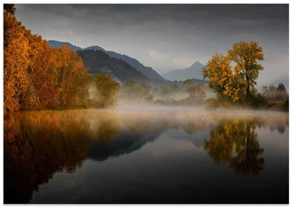 Misty Autumn Lake Reflections