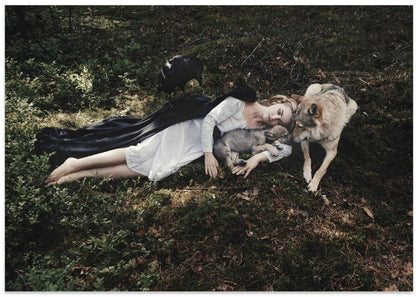 Woman Wolf Pup Slumber