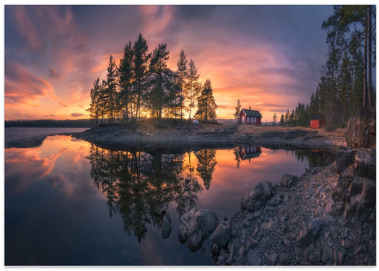 Red Cabin Lake Reflection