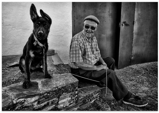 Smiling Man Loyal Dog