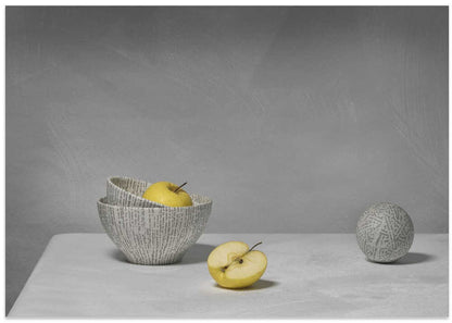 Yellow Apples Grey Bowls