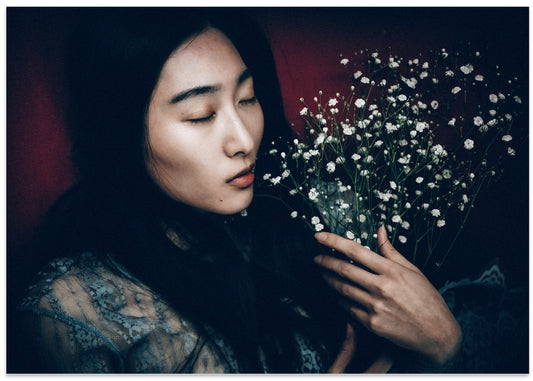Serene Woman with Flowers