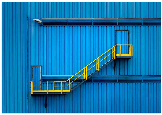 Blue Building Yellow Stairs