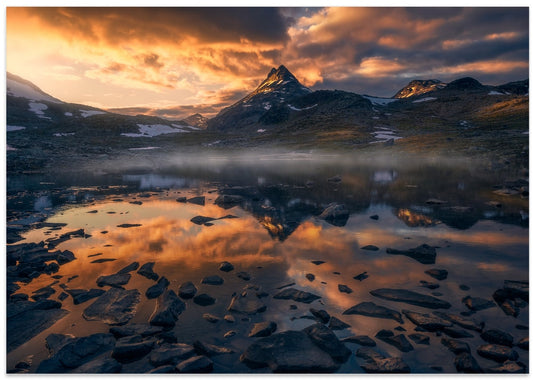 Golden Mountain Lake Reflection