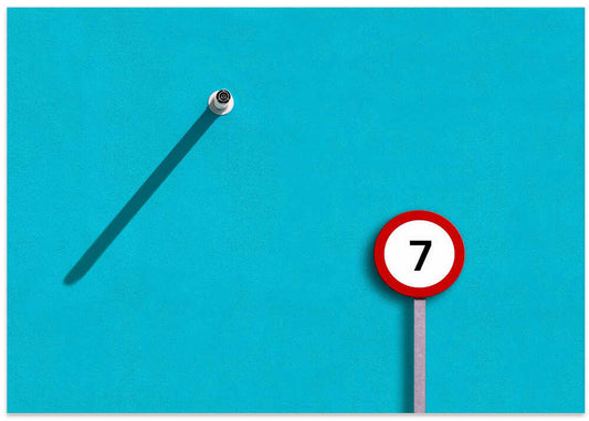 Abstract Teal Number Seven