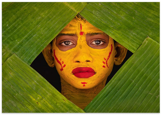 Cultural Face Through Leaves