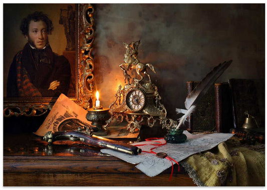 Candlelit Literary Desk