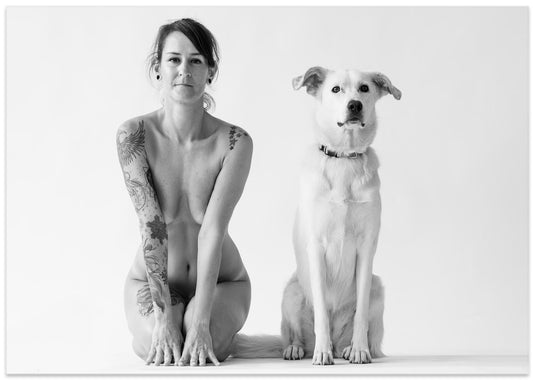 Nude Woman Loyal Dog