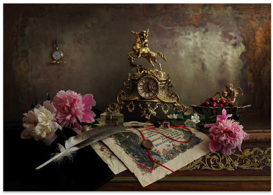 Golden Clock Peony Still Life