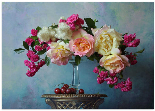 Elegant Roses and Cherries