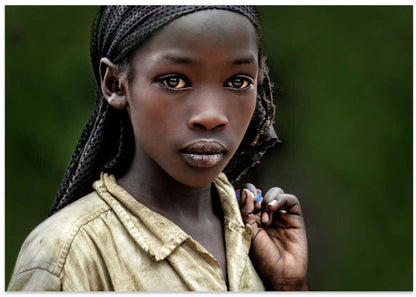 Pensive African Girl Portrait