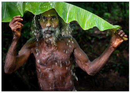 Jungle Man Under Leaf