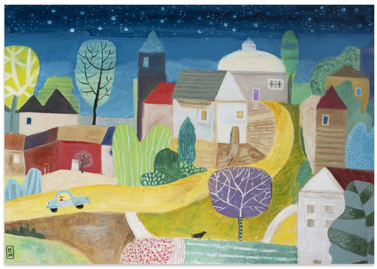 Whimsical Village Night