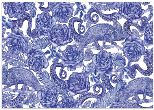 Surreal Blue Chameleons Roses