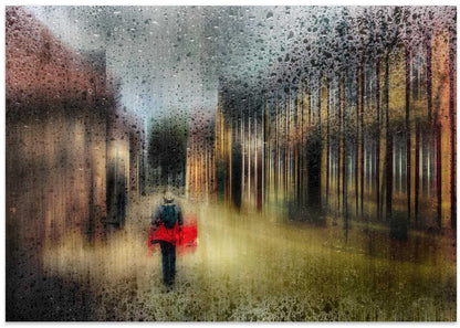 Red Coat Rainy Path