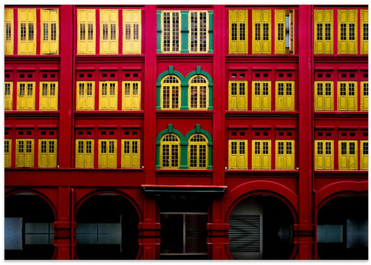 Vibrant Red Building Facade