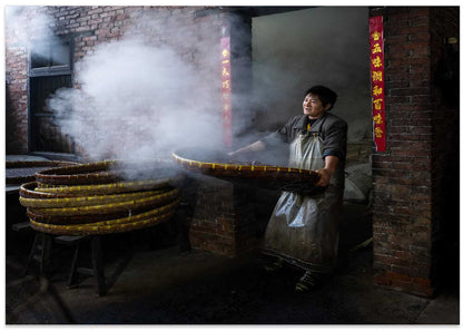 Chinese Woman Steaming Food