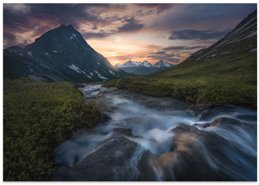 Dramatic Mountain Stream Sunset