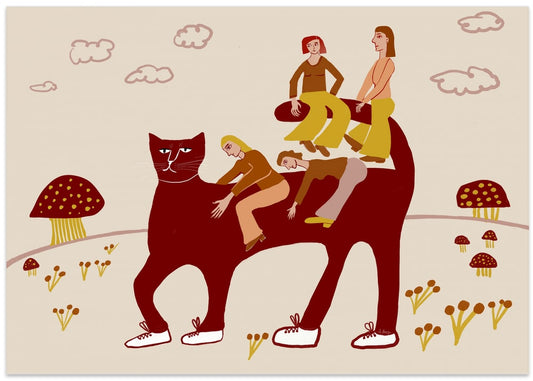 People Riding Giant Cat