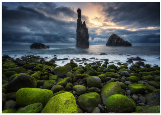 Mossy Sea Stacks at Dusk