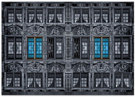Ornate Blue Window Facade