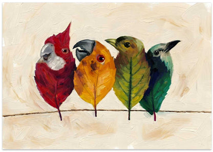Whimsical Leaf Birds