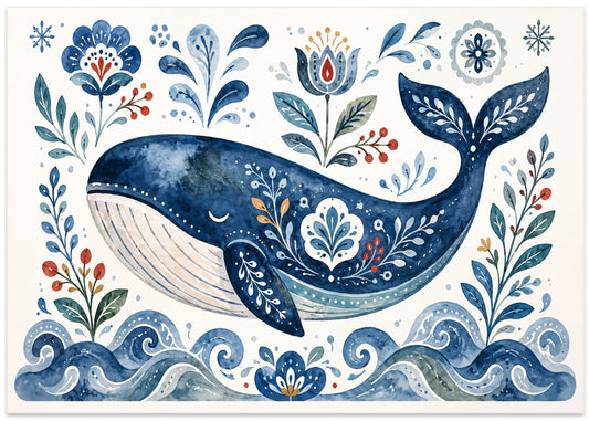 Folk Art Blue Whale