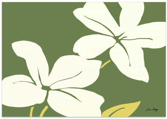 White Blooms Green