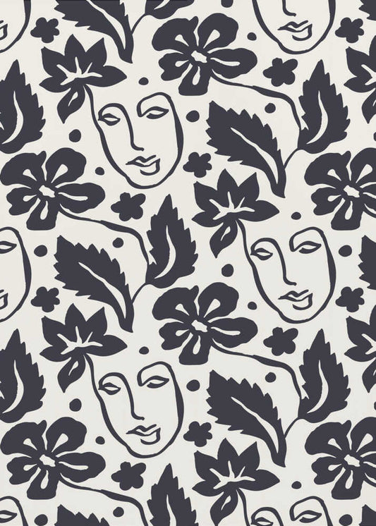 Monochrome Floral Faces